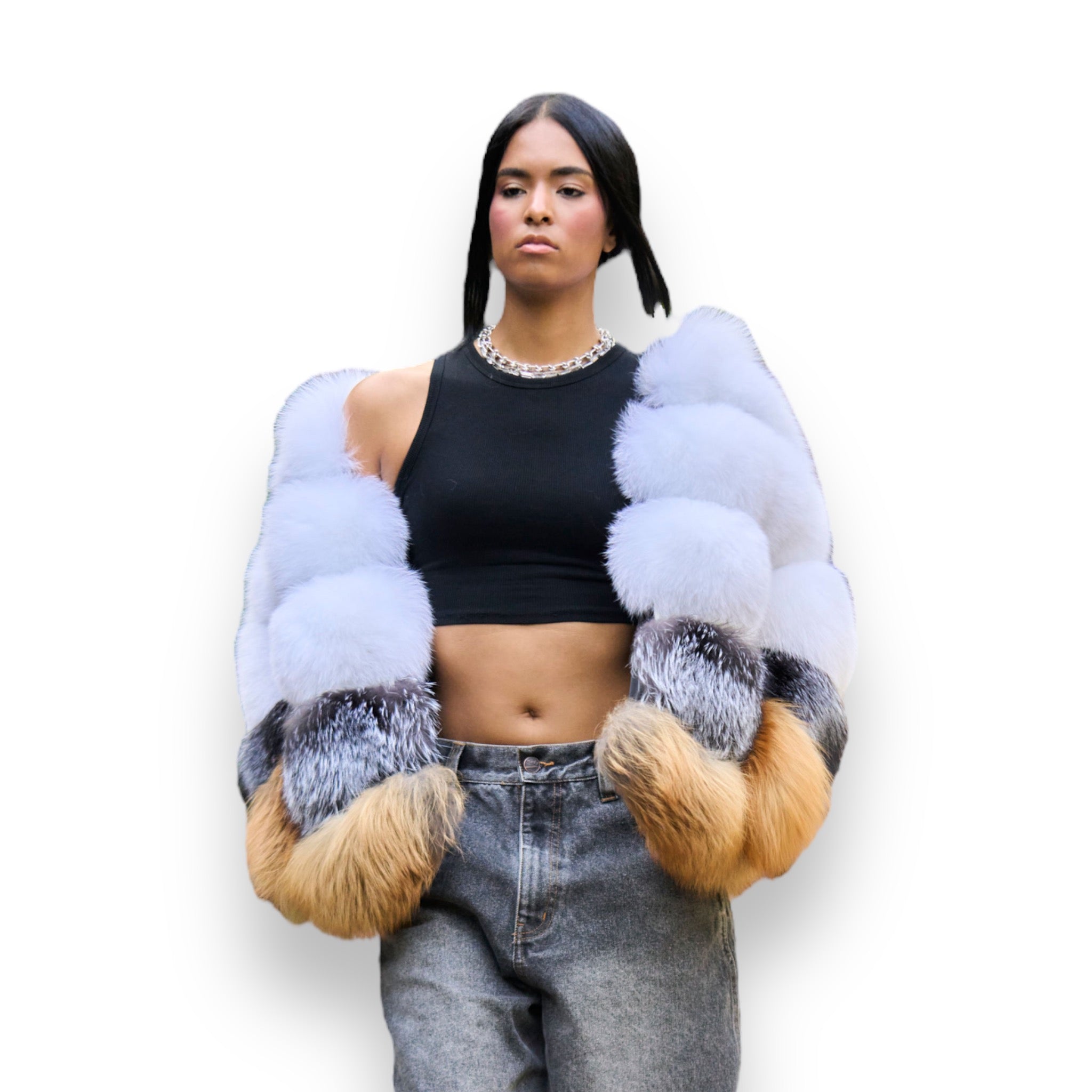 Silver, Crystal and White TriColor Fox – Daniel's Leather