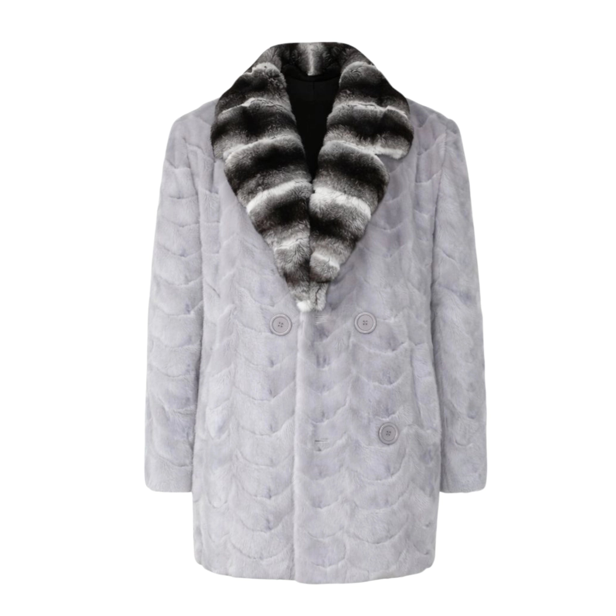 3/4 Grey Section Mink with Chinchilla Collar – Daniel's Leather