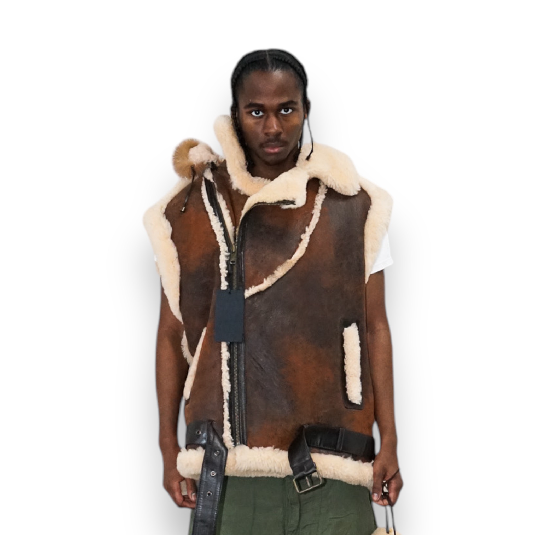 Shearling Vest with Hood Daniel s Leather