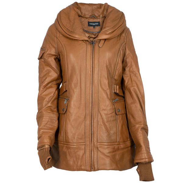 Bulky Leather Jacket With Hood