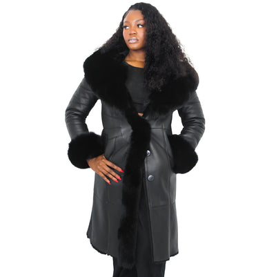 3/4 Length Black Shearling
