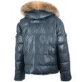 Fox Fur Trim Hood Leather Puffer Jacket