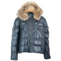Fox Fur Trim Hood Leather Puffer Jacket