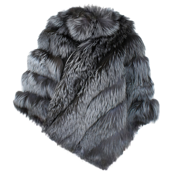 Short Diamond Cut Fox Poncho