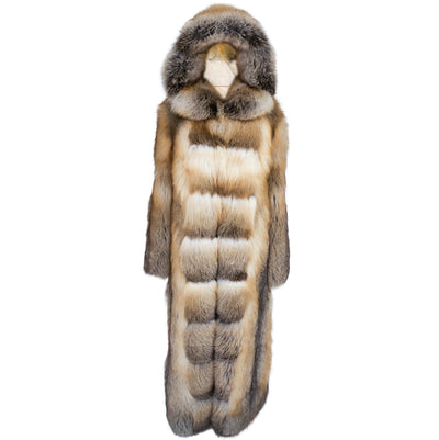 Hooded Fox Fur Trench Jacket