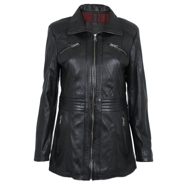 Smooth Black Lambskin Coat