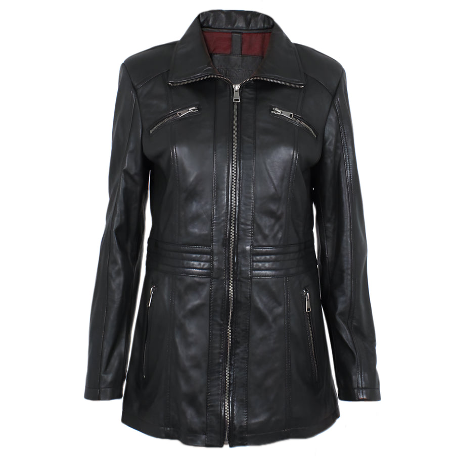 Smooth Black Lambskin Coat