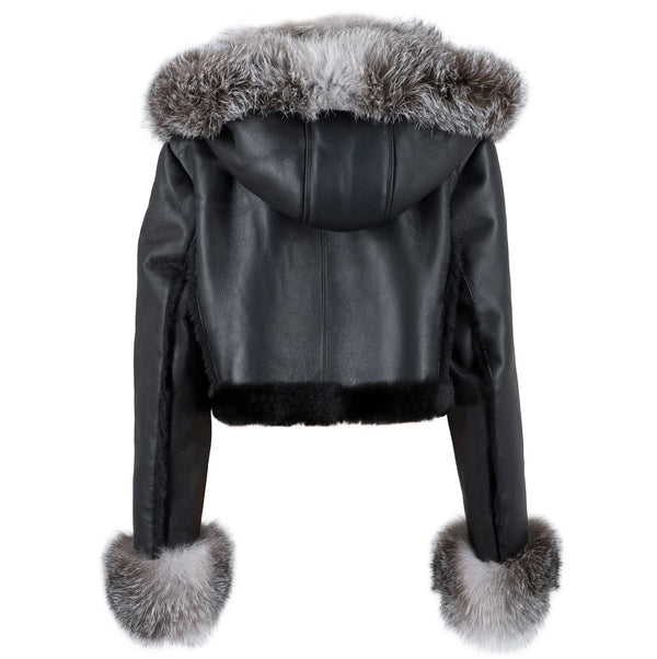 Cropped Shearling with Fox Trims