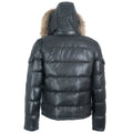 Fox Fur Trim Hood Leather Puffer Jacket