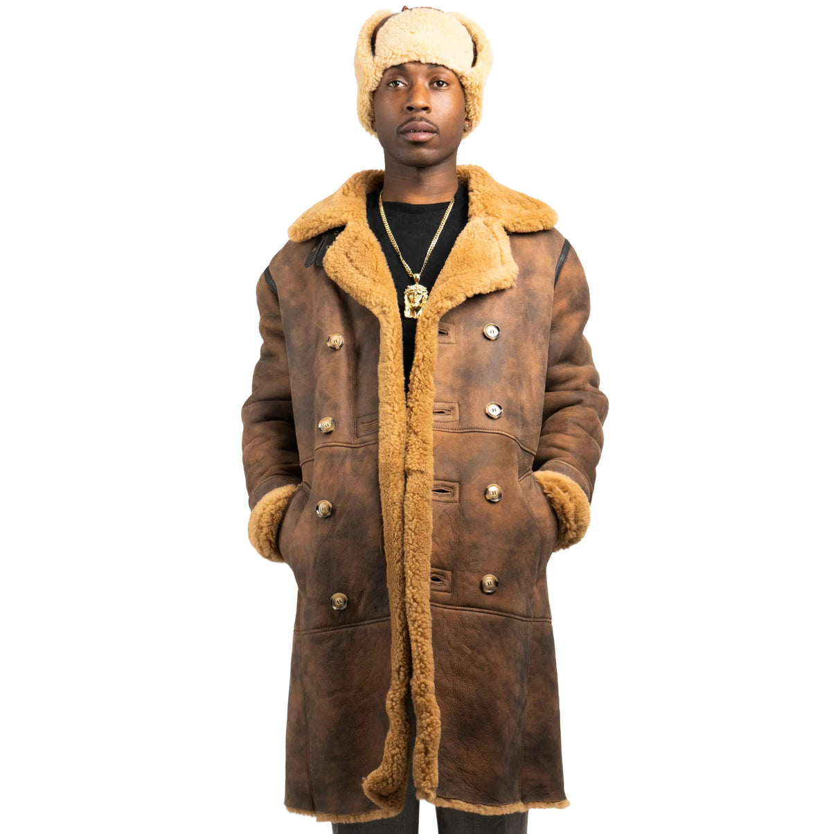 3/4 Men Double Breasted Shearling – Daniel's Leather