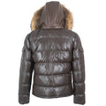 Fox Fur Trim Hood Leather Puffer Jacket