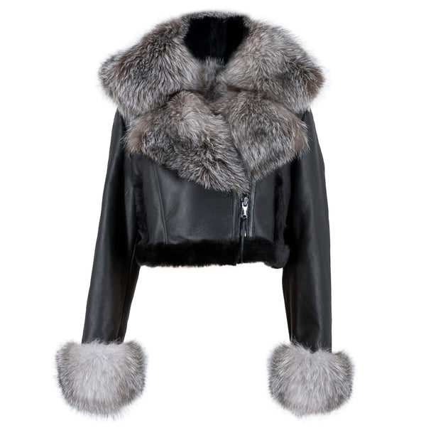 Cropped Shearling with Fox Trims