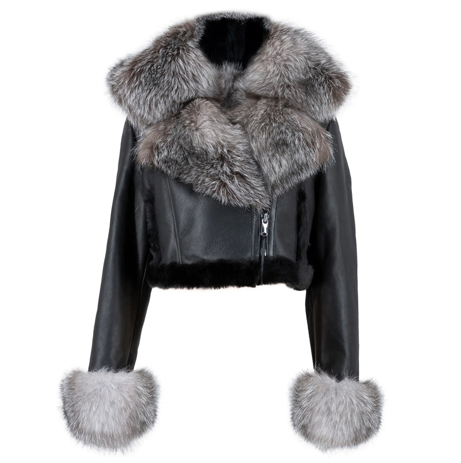 Cropped Shearling with Fox Trims