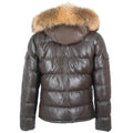 Fox Fur Trim Hood Leather Puffer Jacket