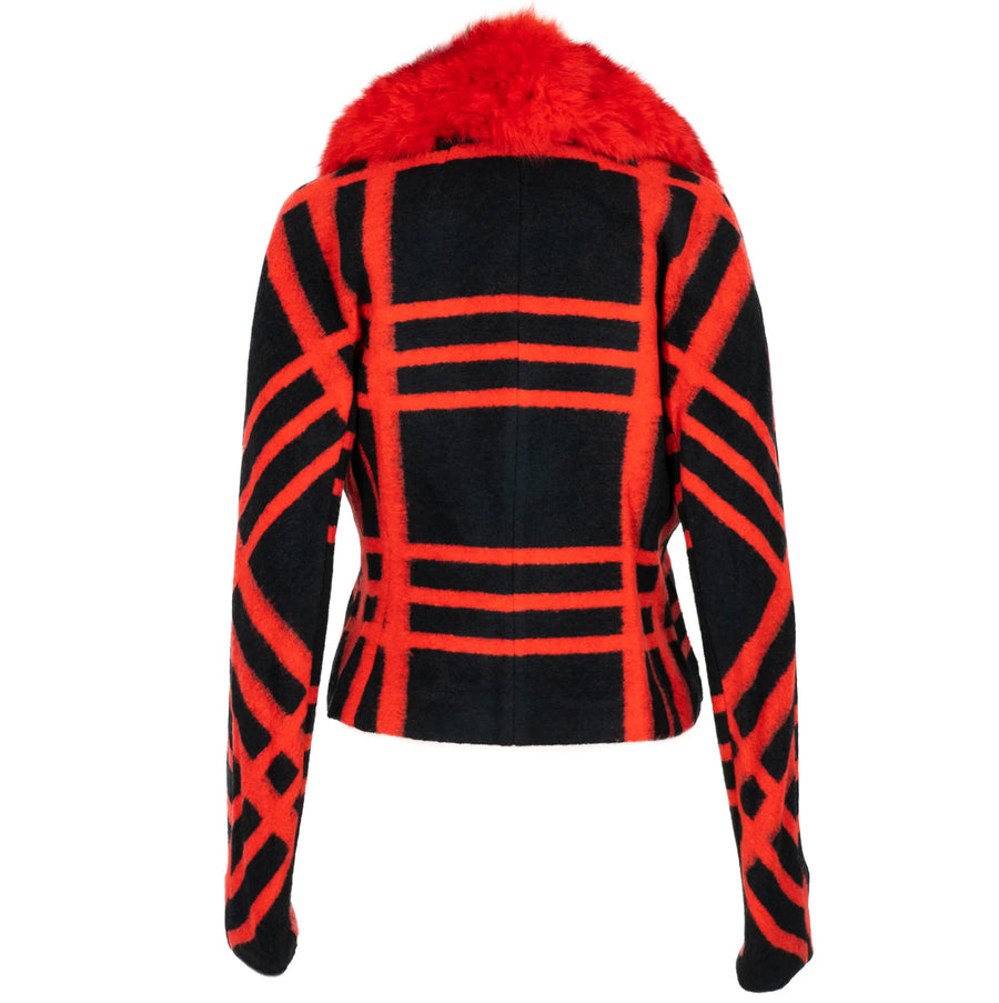 Red-Web Wool Jacket With Fox Collar