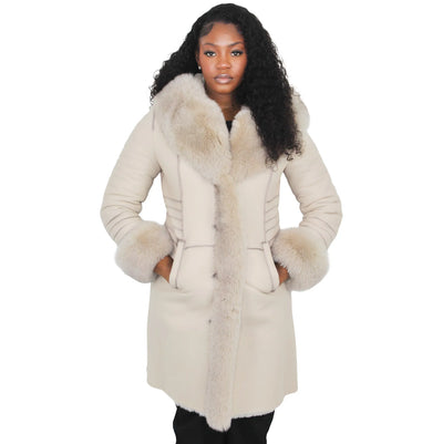 3/4 White Shearling with Fox Fur