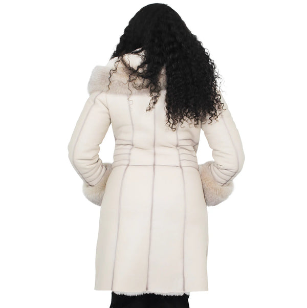3/4 White Shearling with Fox Fur