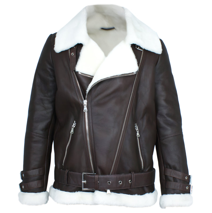 Shearling Trim Biker Jacket