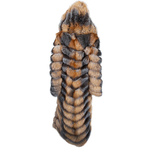 4 in 1 Fox Fur Coat With Removable Hood, Sleeves and Body