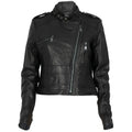 Women's Black Leather Moto Jacket