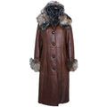 Tan Shearling with Crystal Fox Hood and Cuffs