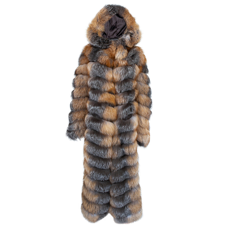 4 in 1 Fox Fur Coat With Removable Hood, Sleeves and Body
