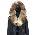 Men Maxim Shearling with Fox Collar and Hood