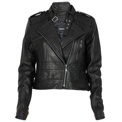 Women's Black Leather Moto Jacket