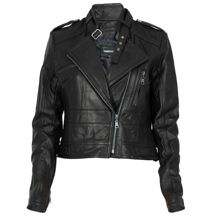 Women's Black Leather Moto Jacket