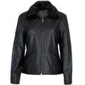 Women's Leather Jacket With Fleece Collar