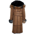 Brown Crystal Fox Shearling Trench Coat