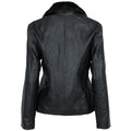 Women's Leather Jacket With Fleece Collar