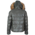 Fox Fur Trim Hood Leather Puffer Jacket