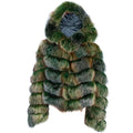 4 in 1 Fox Fur Coat With Removable Hood, Sleeves and Body