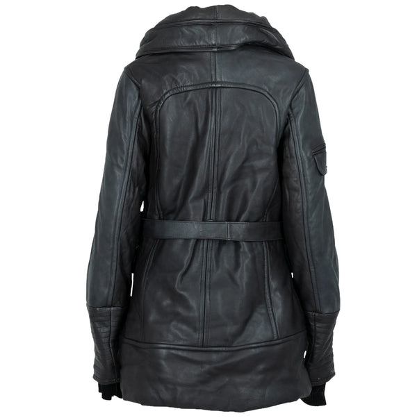 Bulky Leather Jacket With Hood