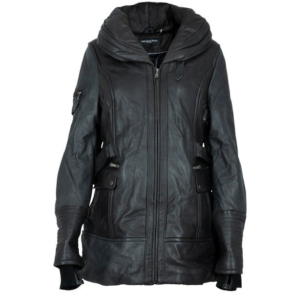 Bulky Leather Jacket With Hood
