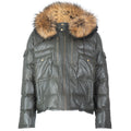 Fox Fur Trim Hood Leather Puffer Jacket