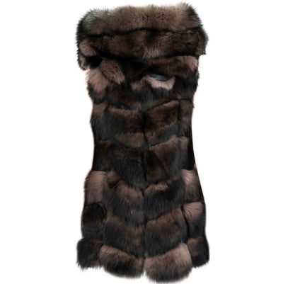 3/4 Cross Cut Sable Colored Fox Vest
