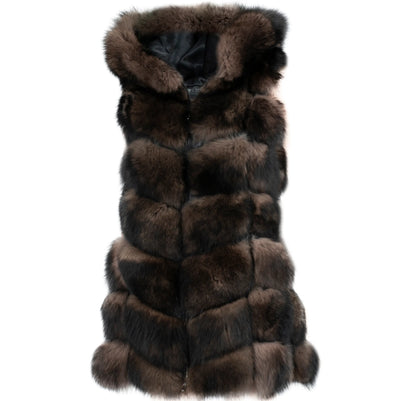 3/4 Cross Cut Sable Colored Fox Vest