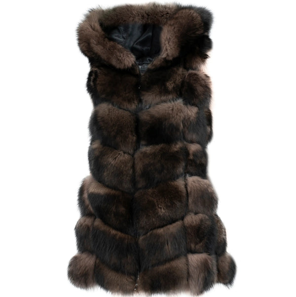 3/4 Cross Cut Sable Colored Fox Vest