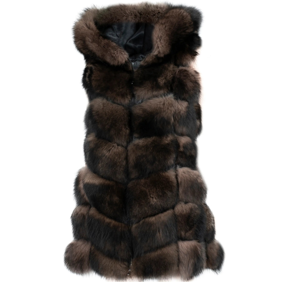 3/4 Cross Cut Sable Colored Fox Vest
