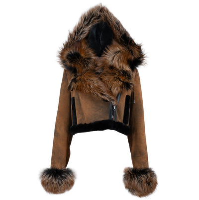 Cropped Shearling with Fox Trims