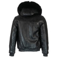 Crocodile Print Leather Bomber with Fox Trim Hood