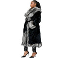 Long Rabbit Coat with Fox Trimming