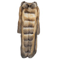 Hooded Fox Fur Trench Jacket