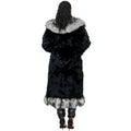 Long Rabbit Coat with Fox Trimming