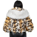 Simon Cropped Leopard Print Fox Fur
