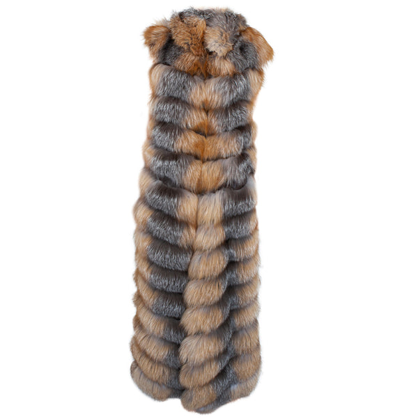4 in 1 Fox Fur Coat With Removable Hood, Sleeves and Body