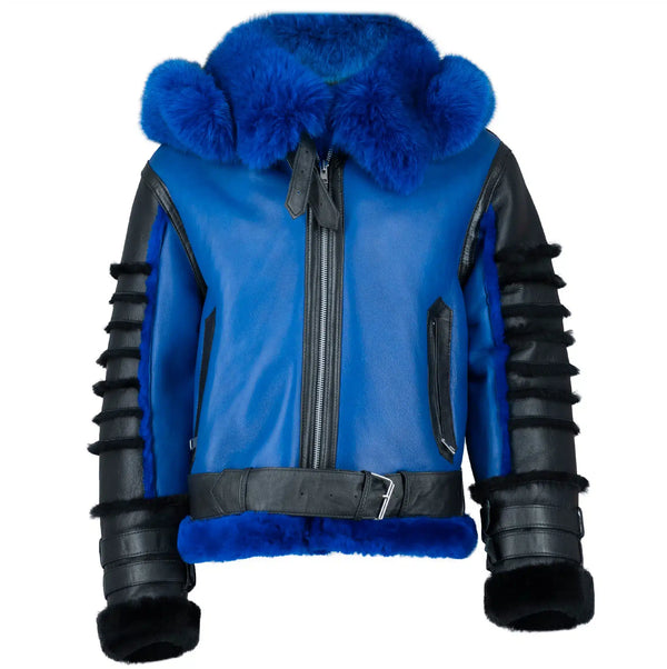 Dual Tone Trucker Shearling with Fox Hood