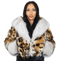 Simon Cropped Leopard Print Fox Fur